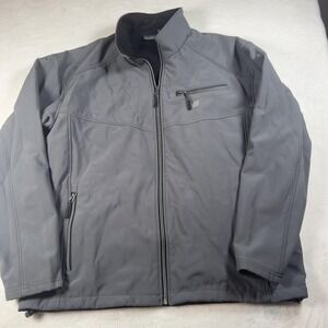 New Balance Jacket Mens XL Gray Softshell Full Zip Fleece Lined Pockets Warm